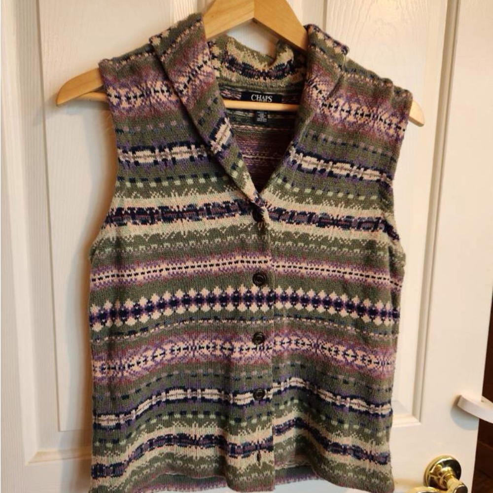 Chaps Women Sweater Vest Petite Medium